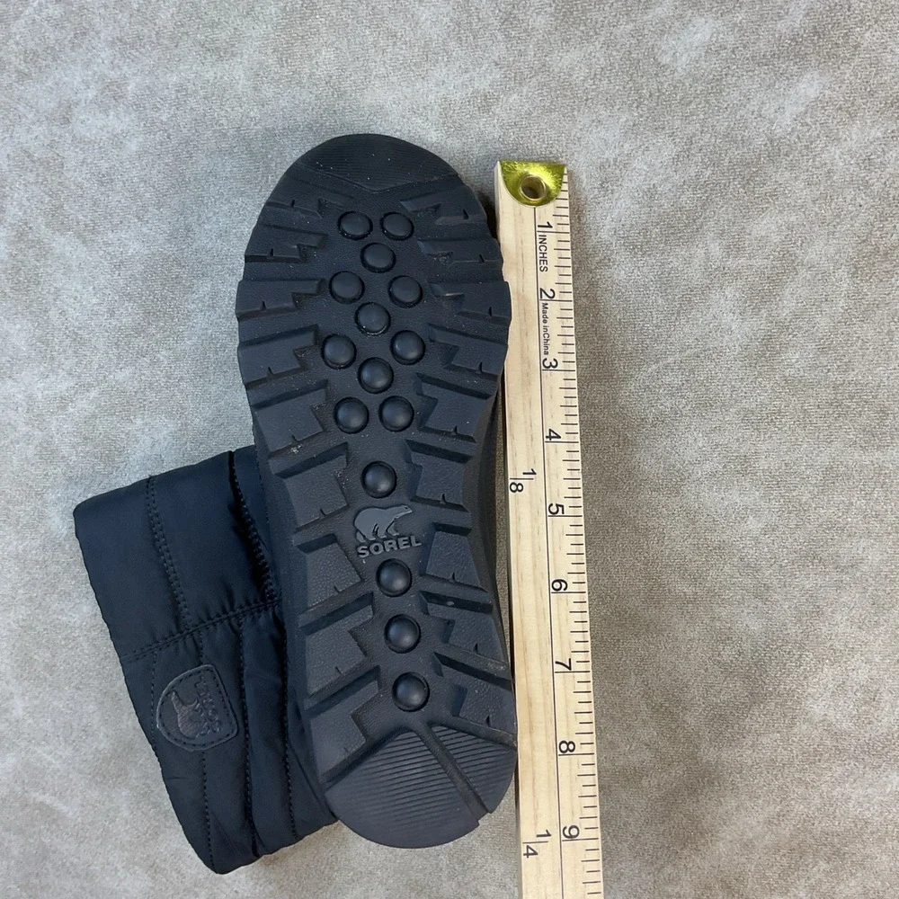 Sorel Whitney Waterproof Puff Winter Snow Boots Youth 3‎ Black Insulated Cold